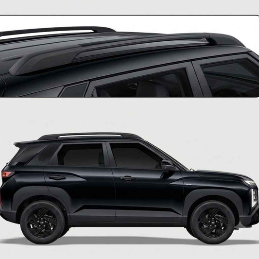 Galio Glossy Black Roof Rails for Hyundai Venue 2025 Onwards | Set of 2 | Drill-Free Aesthetic Roof Styling