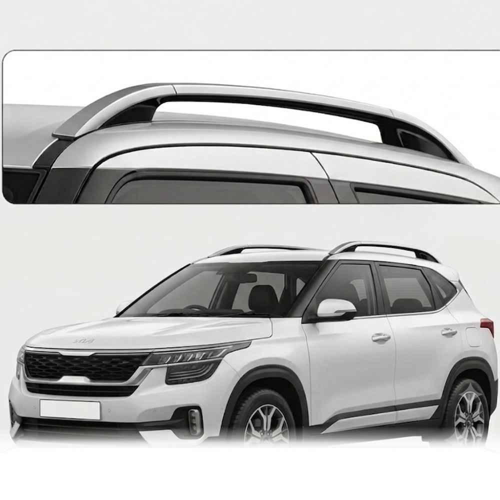 Galio Glossy Black Roof Rails for Kia Sonet 2020 Onwards | Set of 2 | Drill-Free Aesthetic Roof Styling