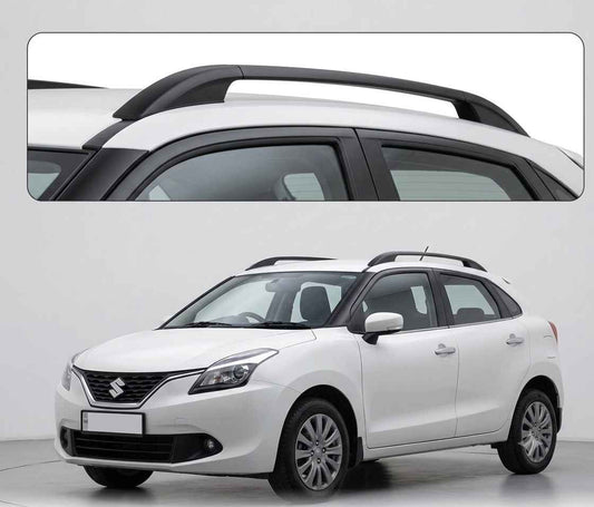 Galio Glossy Black Roof Rails for Maruti Suzuki Baleno 2015-2021 | Set of 2 | Drill-Free Aesthetic Roof Styling
