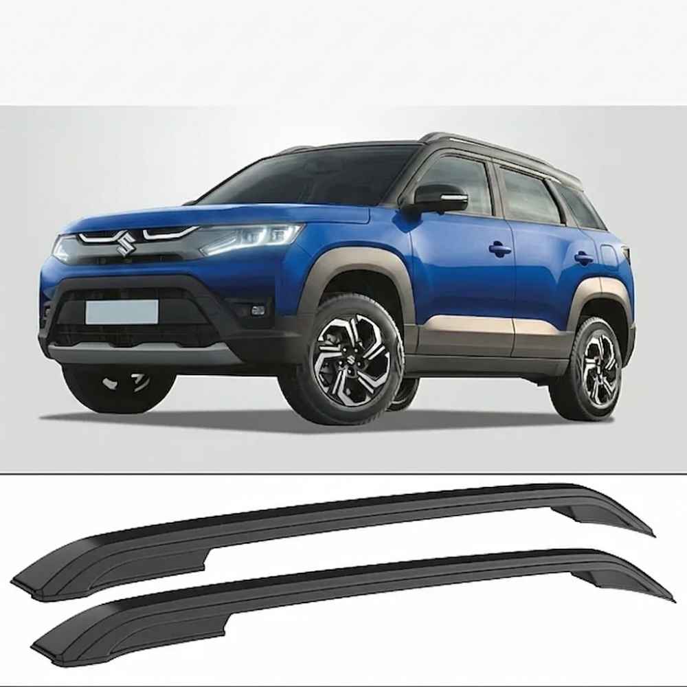 Galio Glossy Black Roof Rails for Maruti Suzuki Brezza 2022 Onwards | Set of 2 | Drill-Free Aesthetic Roof Styling