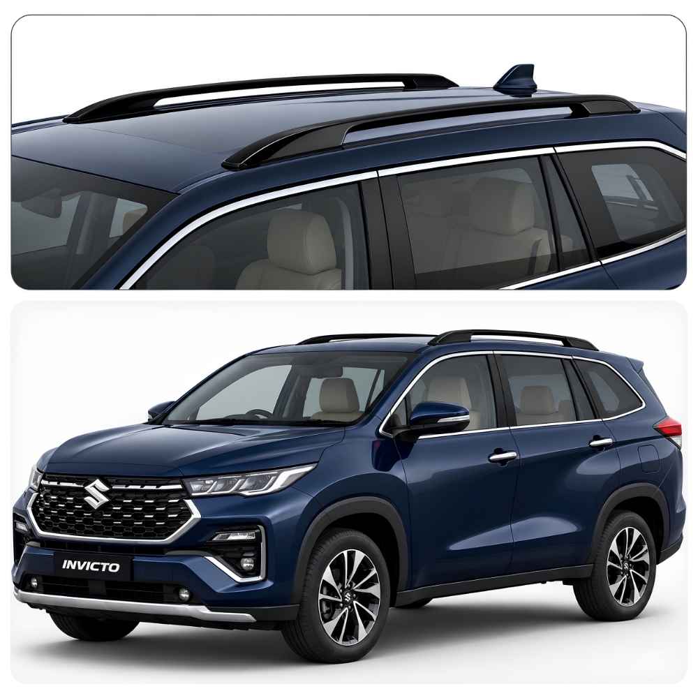 Galio Glossy Black Roof Rails for Maruti Suzuki Invicto | Set of 2 | Drill-Free Aesthetic Roof Styling