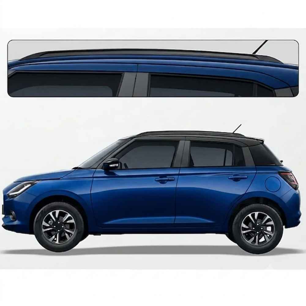 Galio Glossy Black Roof Rails for Maruti Suzuki New Swift 2024 Onwards | Set of 2 | Drill-Free Aesthetic Roof Styling