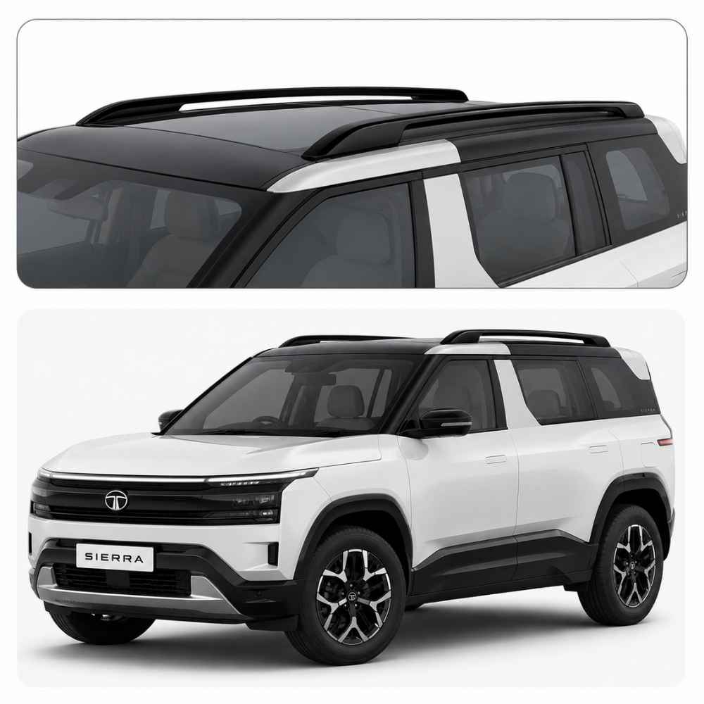 Galio Glossy Black Roof Rails for Tata Sierra and Sierra EV | Set of 2 | Drill-Free Aesthetic Roof Styling