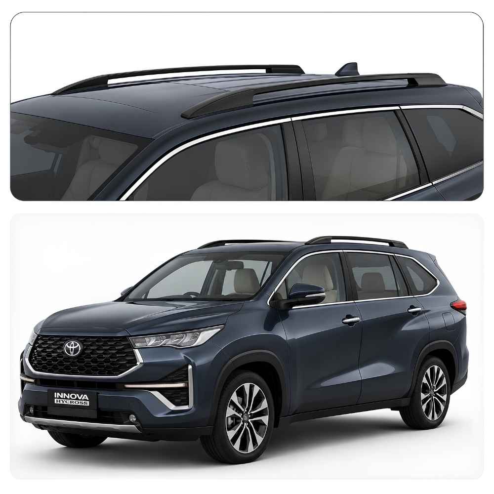 Galio Glossy Black Roof Rails for Toyota Innova Hycross | Set of 2 | Drill-Free Aesthetic Roof Styling