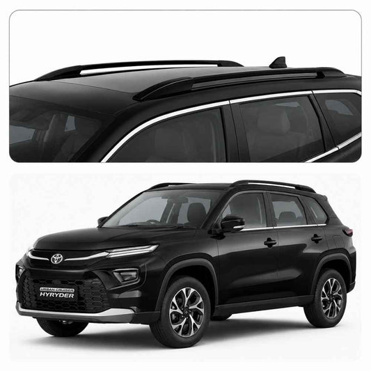 Galio Glossy Black Roof Rails for Toyota Urban Cruiser Hyryder 2022 Onwards | Set of 2 | Drill-Free Aesthetic Roof Styling