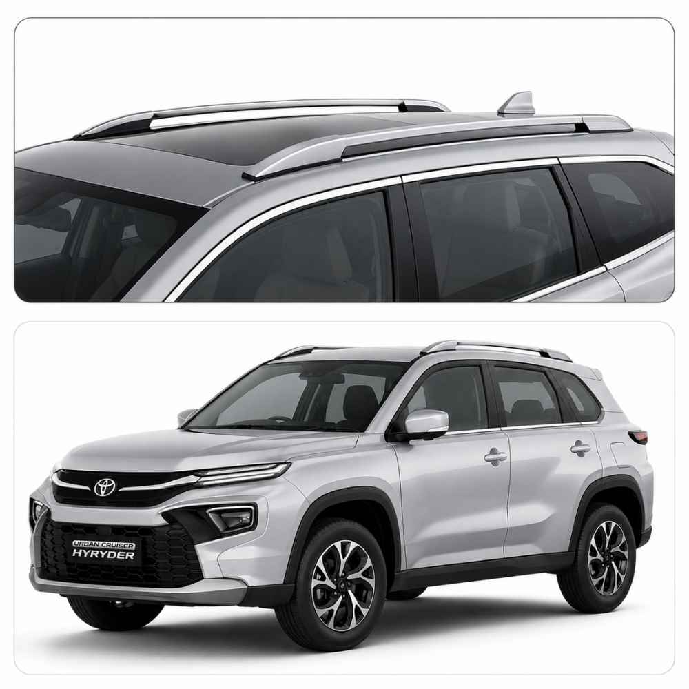Galio Metallic Silver Roof Rails for Toyota Urban Cruiser Hyryder 2022 Onwards | Set of 2 | Drill-Free Aesthetic Roof Styling