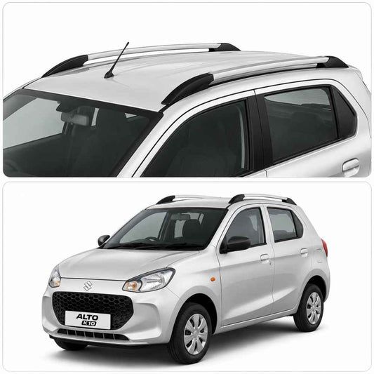 Galio Silver and Black Roof Rails for Maruti Suzuki Alto K10 2022 Onwards | Set of 2 | Drill-Free Aesthetic Roof Styling