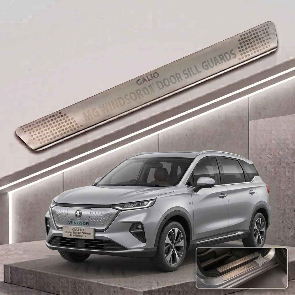 Galio Stainless Steel Door Sill Guards for MG Windsor 2024 Onwards | Set of 4 Scuff Plates | Metal Threshold Protection