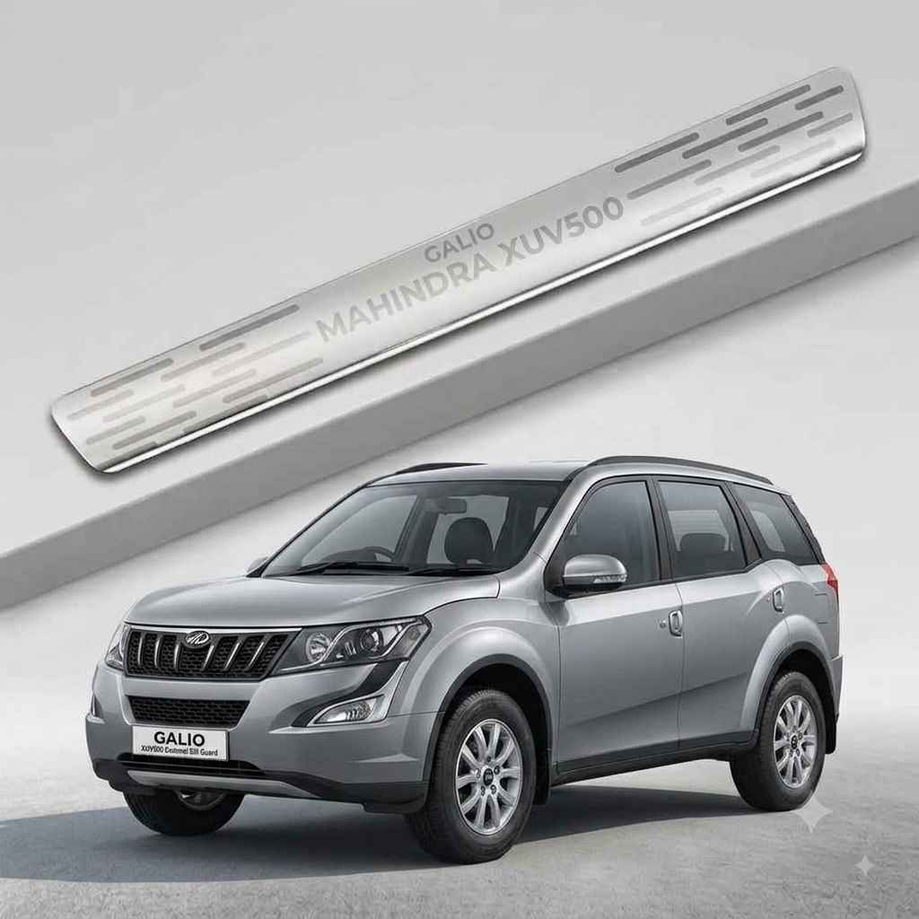 Galio Stainless Steel Door Sill Guards for Mahindra XUV 500 | Scuff Plate Protector | Set of 4 | Silver Chrome Finish | Easy DIY Installation