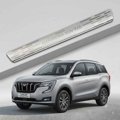 Galio Stainless Steel Door Sill Guards for Mahindra XUV 7XO | Set of 4 Scuff Plates | Metal Threshold Protection