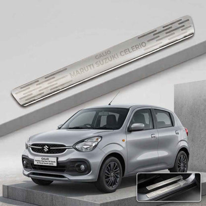 Galio Stainless Steel Door Sill Guards for Maruti Suzuki Celerio 2014 Onwards | Set of 4 Scuff Plates | Metal Threshold Protection