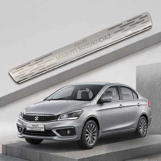 Galio Stainless Steel Door Sill Guards for Maruti Suzuki Ciaz 2014 Onwards | Set of 4 Scuff Plates | Metal Threshold Protection