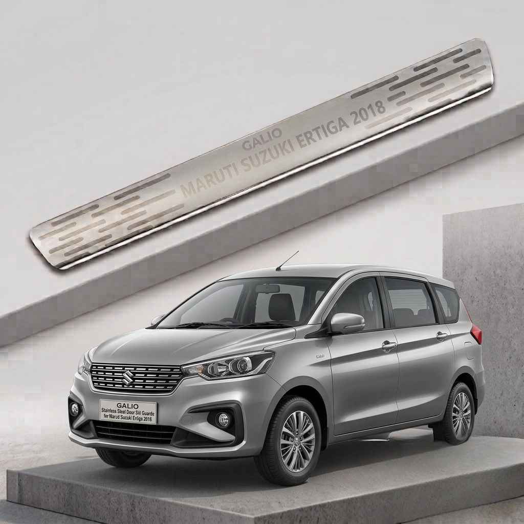 Galio Stainless Steel Door Sill Guards for Maruti Suzuki Ertiga 2018 Onwards | Set of 4 Scuff Plates | Metal Threshold Protection