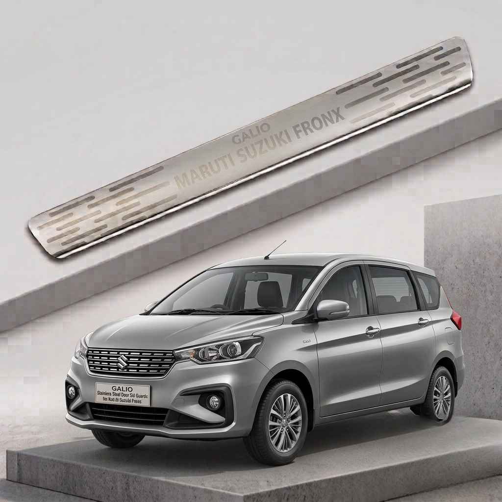 Galio Stainless Steel Door Sill Guards for Maruti Suzuki Fronx 2023 Onwards | Set of 4 Scuff Plates | Metal Threshold Protection