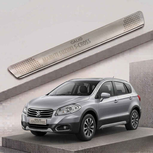 Galio Stainless Steel Door Sill Guards for Maruti Suzuki S-Cross 2017 Onwards | Set of 4 Scuff Plates | Metal Threshold Protection