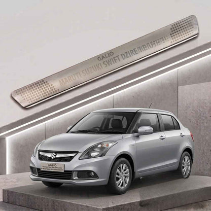 Galio Stainless Steel Door Sill Guards for Maruti Suzuki Swift Dzire 2012-2017 | Set of 4 Scuff Plates | Metal Threshold Protection
