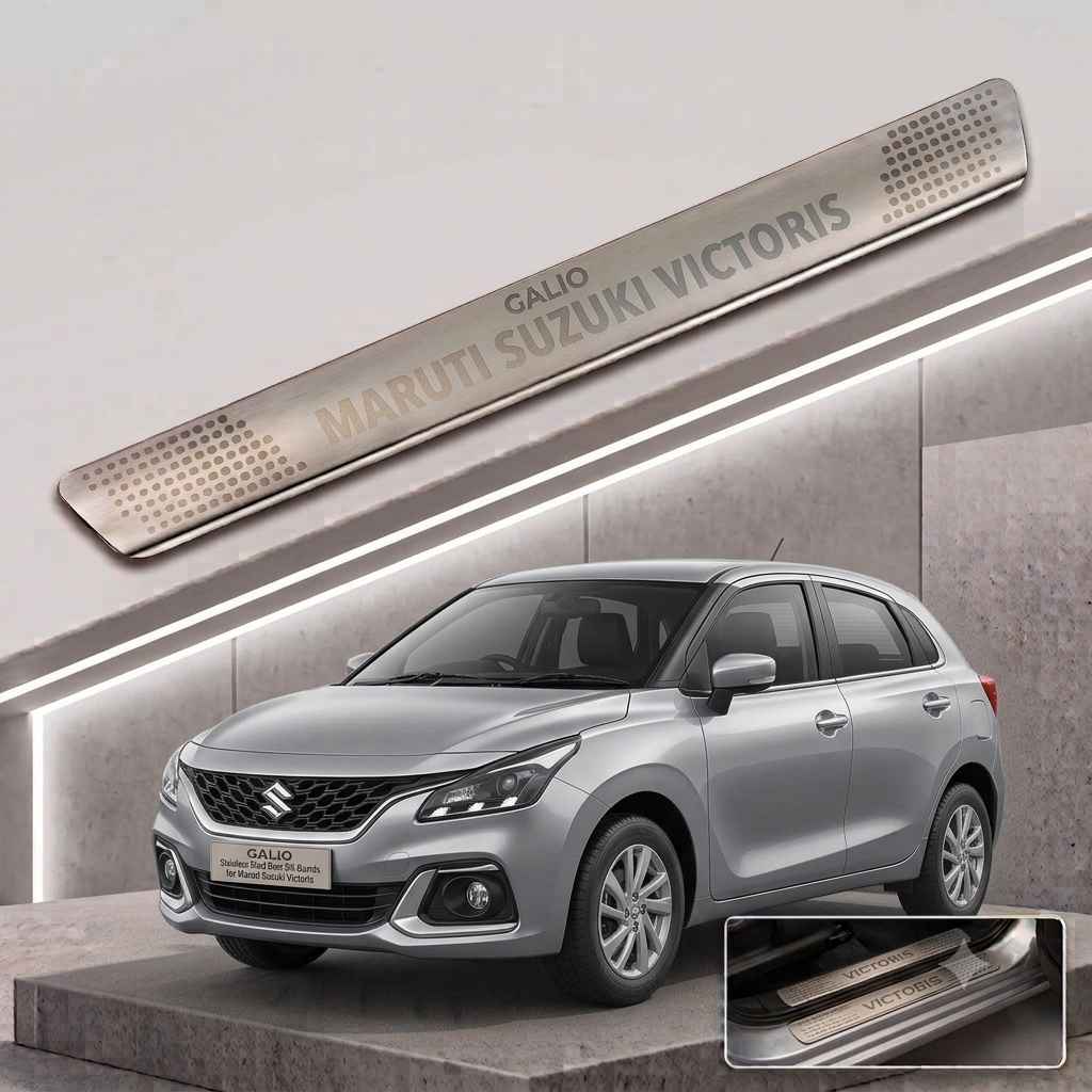 Galio Stainless Steel Door Sill Guards for Maruti Suzuki Victoris 2025 Onwards | Set of 4 Scuff Plates | Metal Threshold Protection