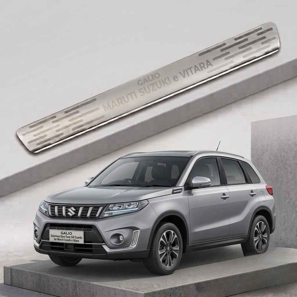 Galio Stainless Steel Door Sill Guards for Maruti Suzuki e Vitara 2026 Onwards | Set of 4 Scuff Plates | Metal Threshold Protection