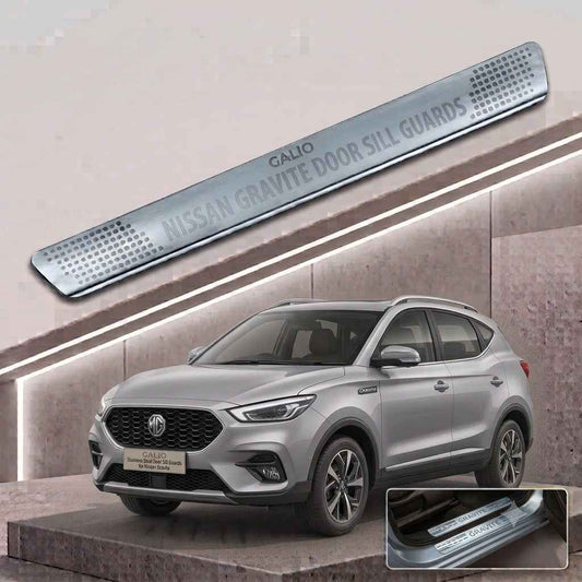 Galio Stainless Steel Door Sill Guards for Nissan Gravite 2026 Onwards | Set of 4 Scuff Plates | Metal Threshold Protection