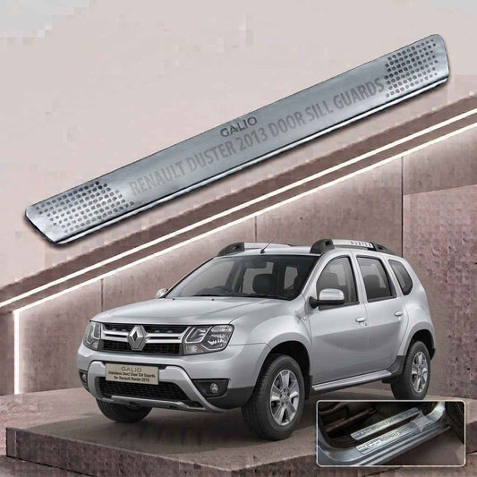 Galio Stainless Steel Door Sill Guards for Renault Duster 2013 Onwards | Set of 4 Scuff Plates | Metal Threshold Protection
