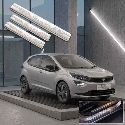 Galio Stainless Steel Door Sill Guards for Tata Altroz 2019 Onwards | Set of 4 Scuff Plates | Metal Threshold Protection