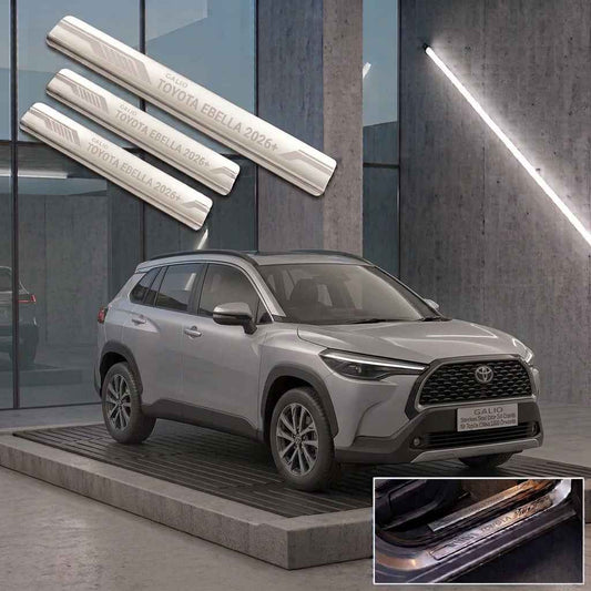 Galio Stainless Steel Door Sill Guards for Toyota Ebella 2026 Onwards | Set of 4 Scuff Plates | Metal Threshold Protection