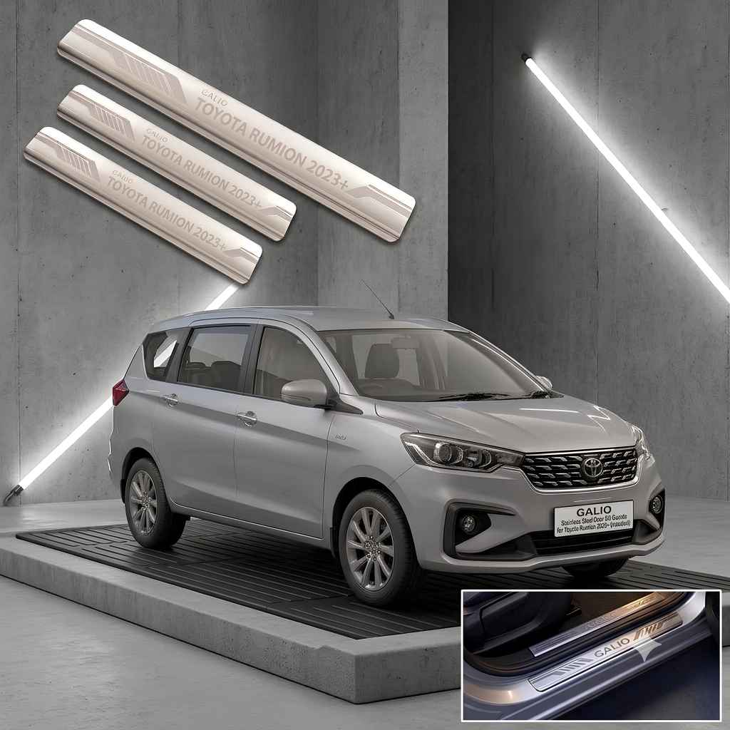 Galio Stainless Steel Door Sill Guards for Toyota Rumion 2023 Onwards | Set of 4 Scuff Plates | Metal Threshold Protection