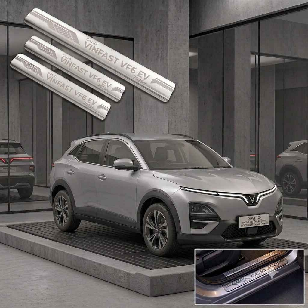 Galio Stainless Steel Door Sill Guards for Vinfast VF6 EV 2025 Onwards | Set of 4 Scuff Plates | Metal Threshold Protection