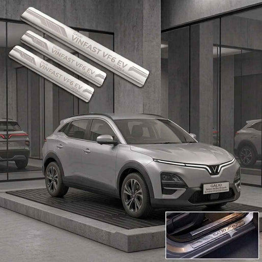 Galio Stainless Steel Door Sill Guards for Vinfast VF6 EV 2025 Onwards | Set of 4 Scuff Plates | Metal Threshold Protection
