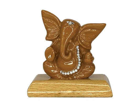 Ganesha Idol in Brown Color for Car Dashboard