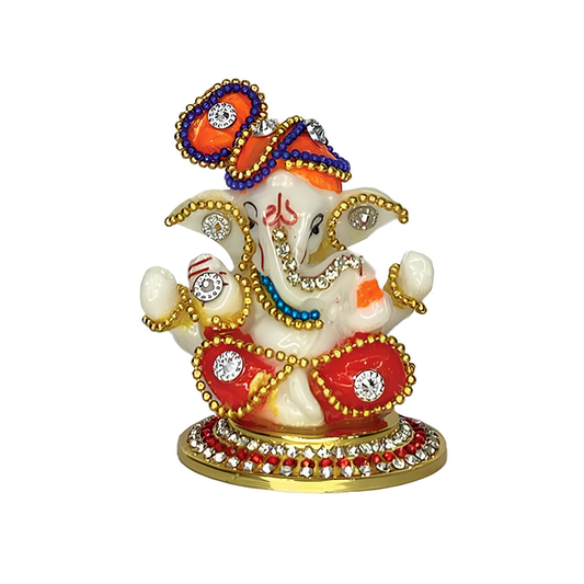 Ganesha Idol in Orange Color for Car Dashboard