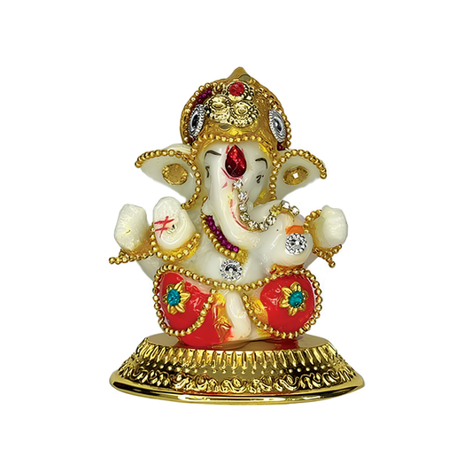 Ganesha Idol in Red Color for Car Dashboard