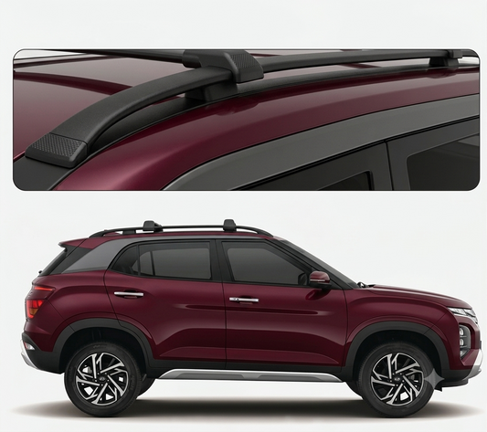 Galio Glossy Black Roof Rails for Hyundai Venue 2019-2024 | Set of 2 | Drill-Free Aesthetic Roof Styling