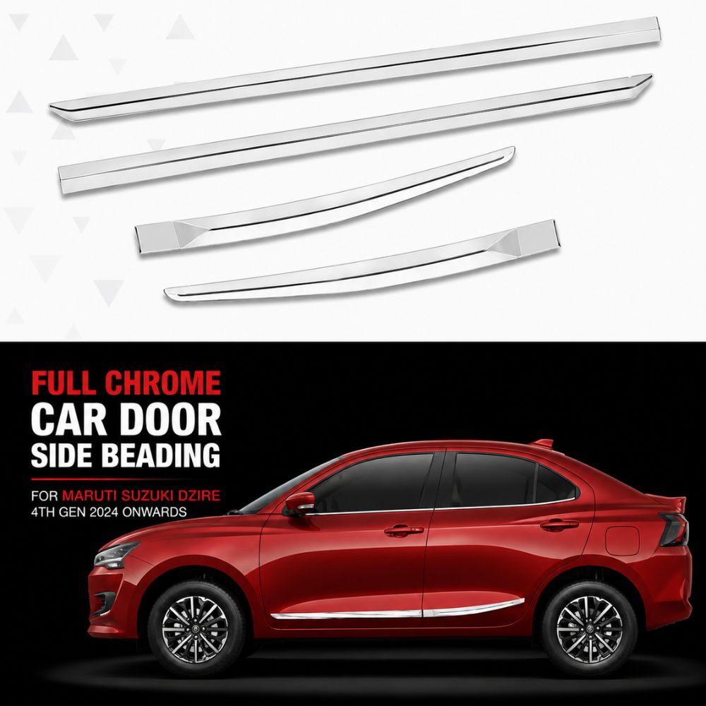 Generic Full Chrome Car Door Side Beading for Maruti Suzuki Dzire 4th Gen 2024 Onwards
