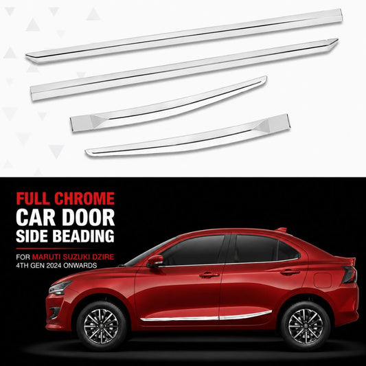 Generic Full Chrome Car Door Side Beading for Maruti Suzuki Dzire 4th Gen 2024 Onwards
