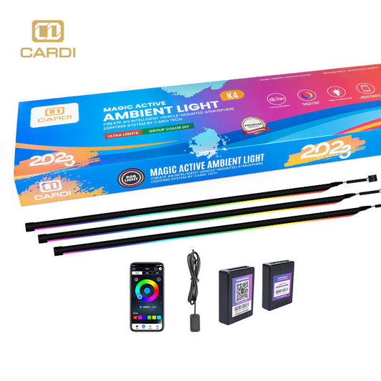 CARDI K4 Interior Ambient Lighting Kit | 6-in-1 System | App & Remote Control | Universal Fit | Premium Cabin Upgrade