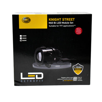HELLA Knight Street M60 Bi-LED Module Set – 6000 K | Dual-Beam LED Module for Cars & SUVs