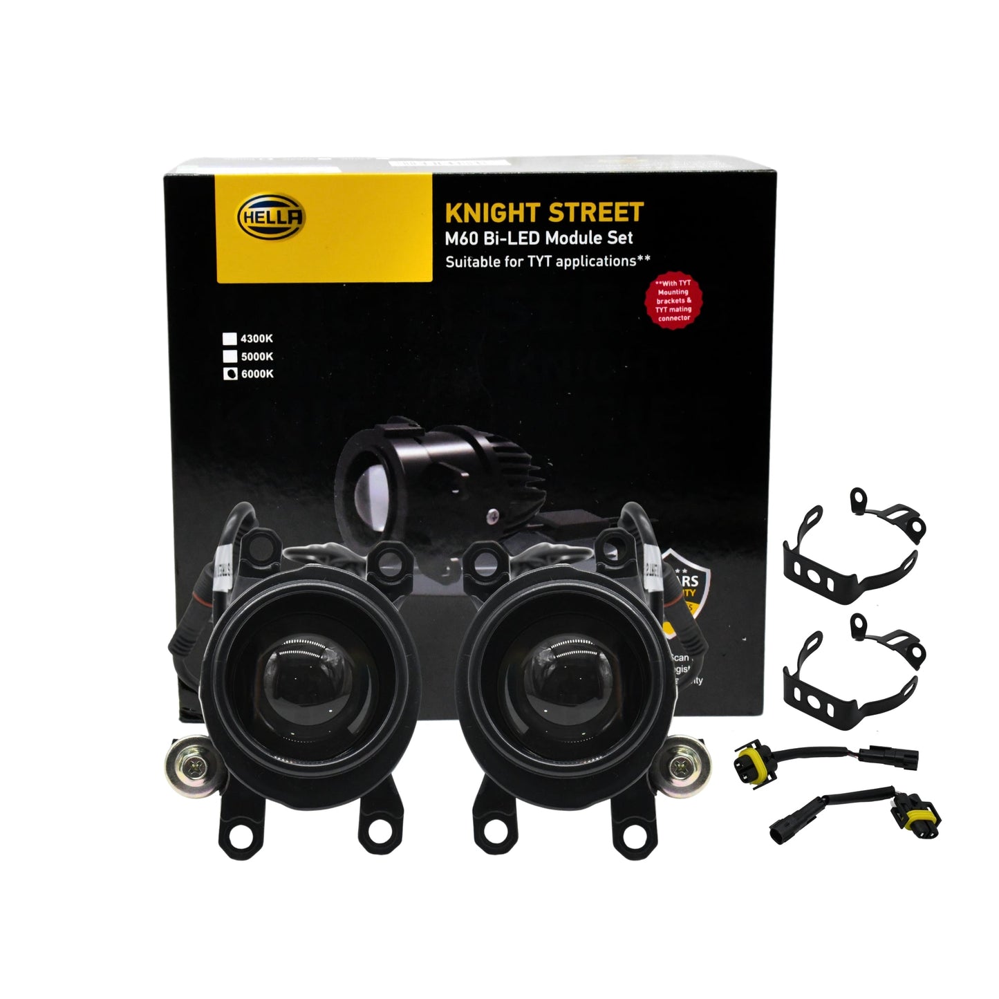 HELLA Knight Street M60 Bi-LED Module Set (2 inch) – 6000 K | Dual-Beam LED Module for Cars & SUVs