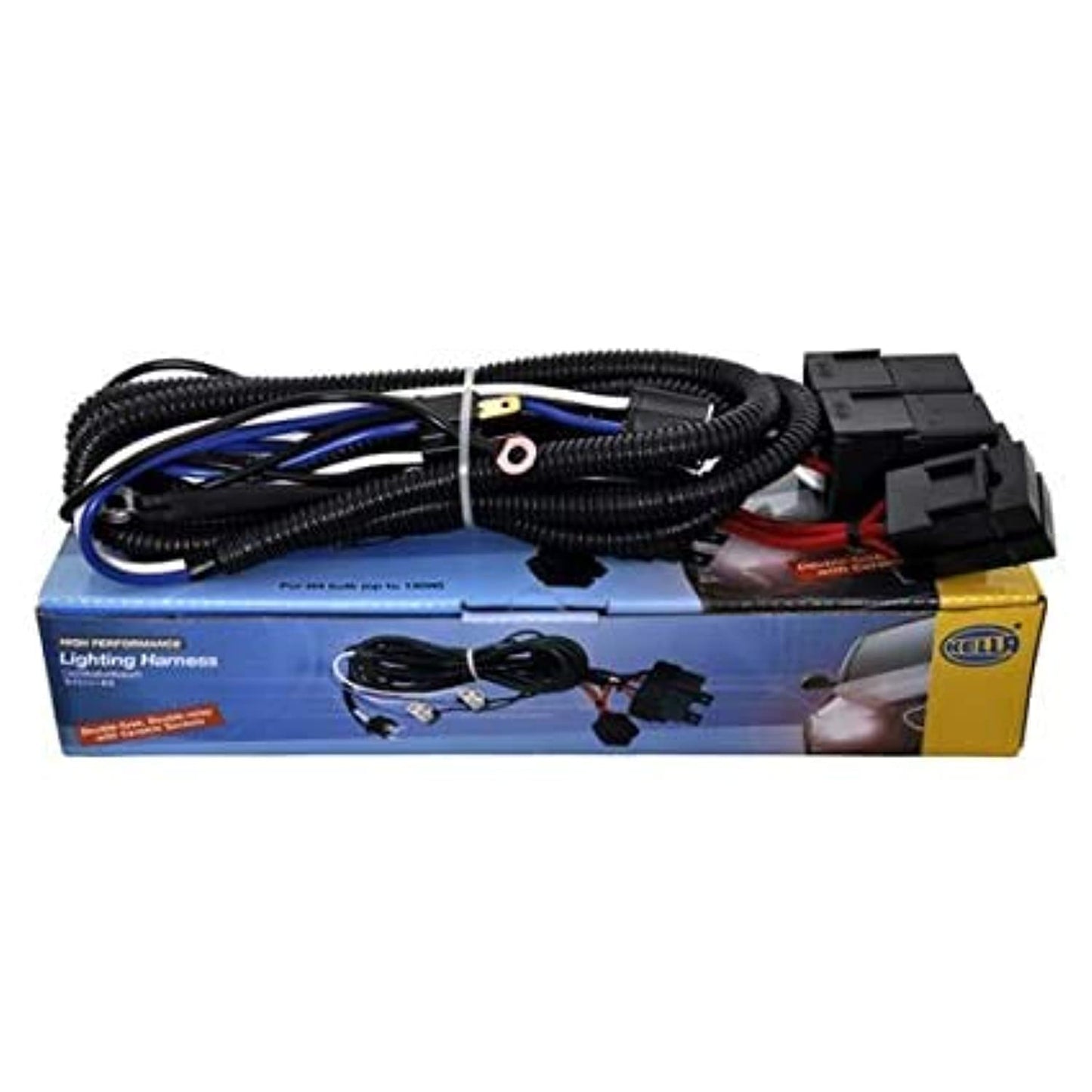 Hella H4 headlamp wiring harness relay system for 130/100W bulbs providing safe power supply improved brightness and reliable electrical performance for car headlights