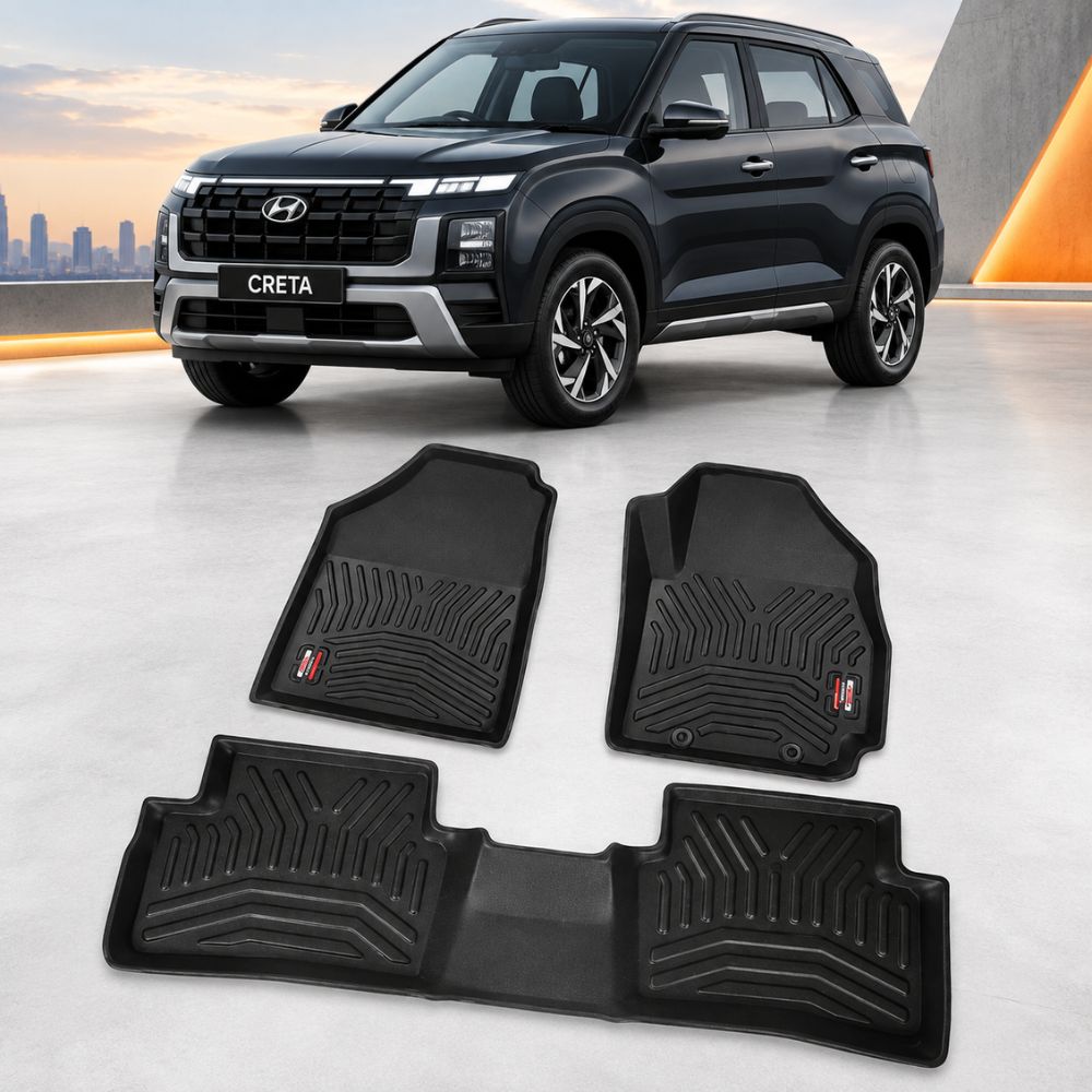 Techo X-Treme TPE Car Floor Mats for Hyundai Creta 2024+ | 2.5mm Tray Design | Set of 3 | OEM Fit