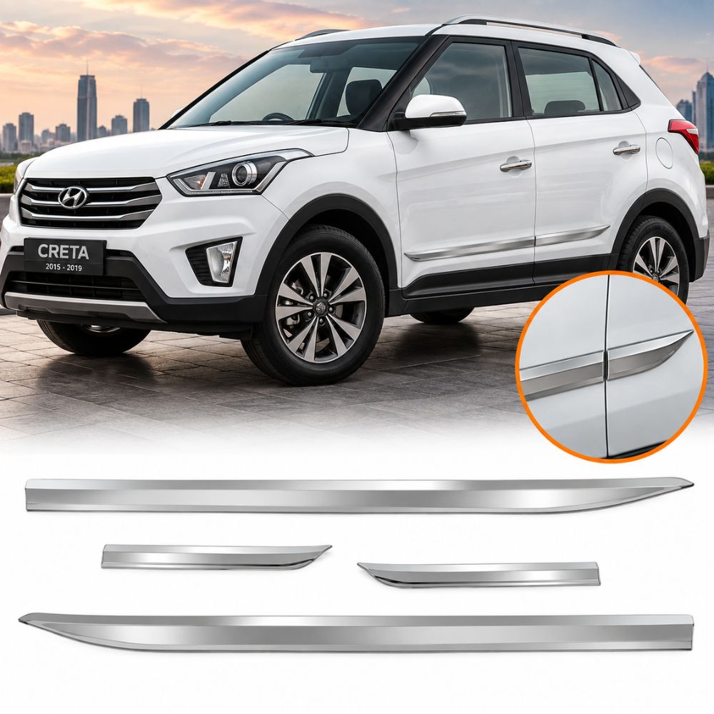 Techo Black Door Beading Hyundai Creta 2015-2019 Chrome Set of 4
