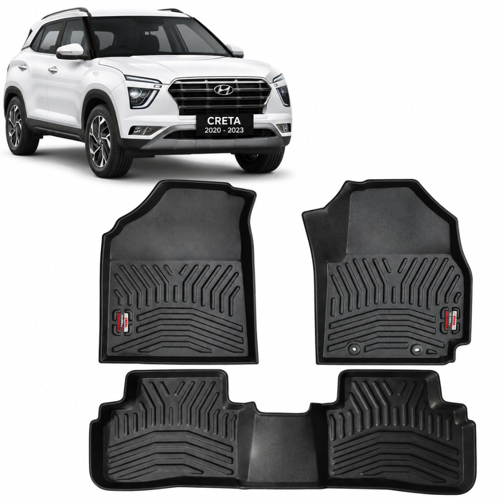 Techo X-Treme TPE Car Floor Mats for Hyundai Creta 2020-2023 | 2.5mm Tray Design | Set of 3 | OEM Fit
