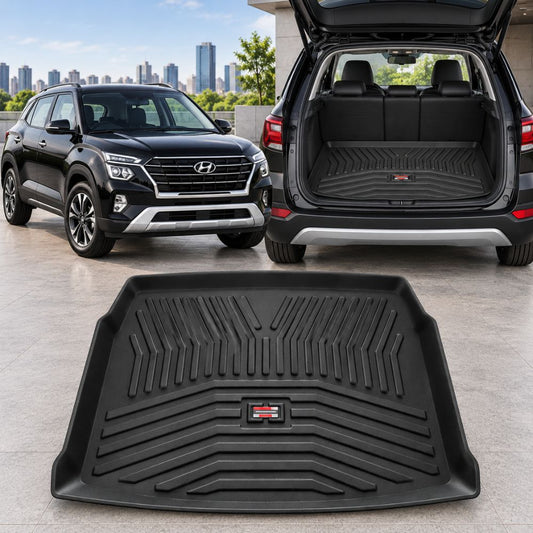 Techo X-treme Custom Fit TPE Trunk Mat for Hyundai Creta 2nd Gen 2020 Onwards | Tray Design | Raised Edges | Waterproof | All-Weather Boot Protection
