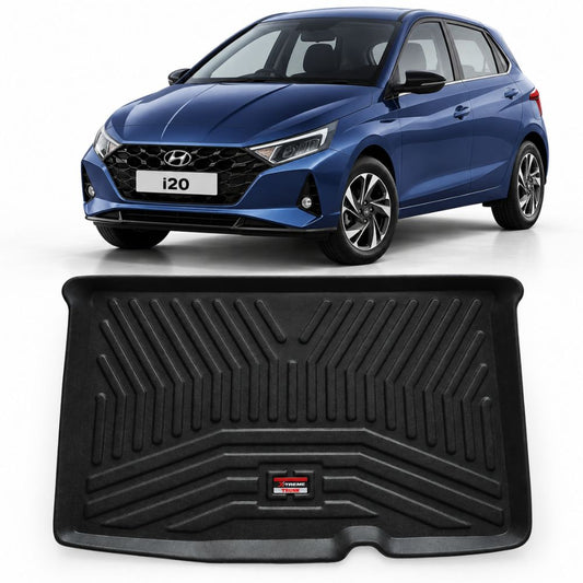 Techo X-treme Custom Fit TPE Trunk Mat for Hyundai i20 2020 Onwards | Tray Design | Raised Edges | Waterproof | All-Weather Boot Protection
