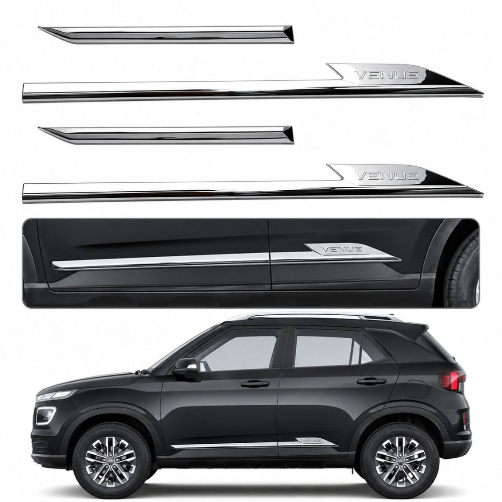 Imported Car Door Side Beading for Hyundai Venue 1st Gen 2019 to 2022 | Chrome
