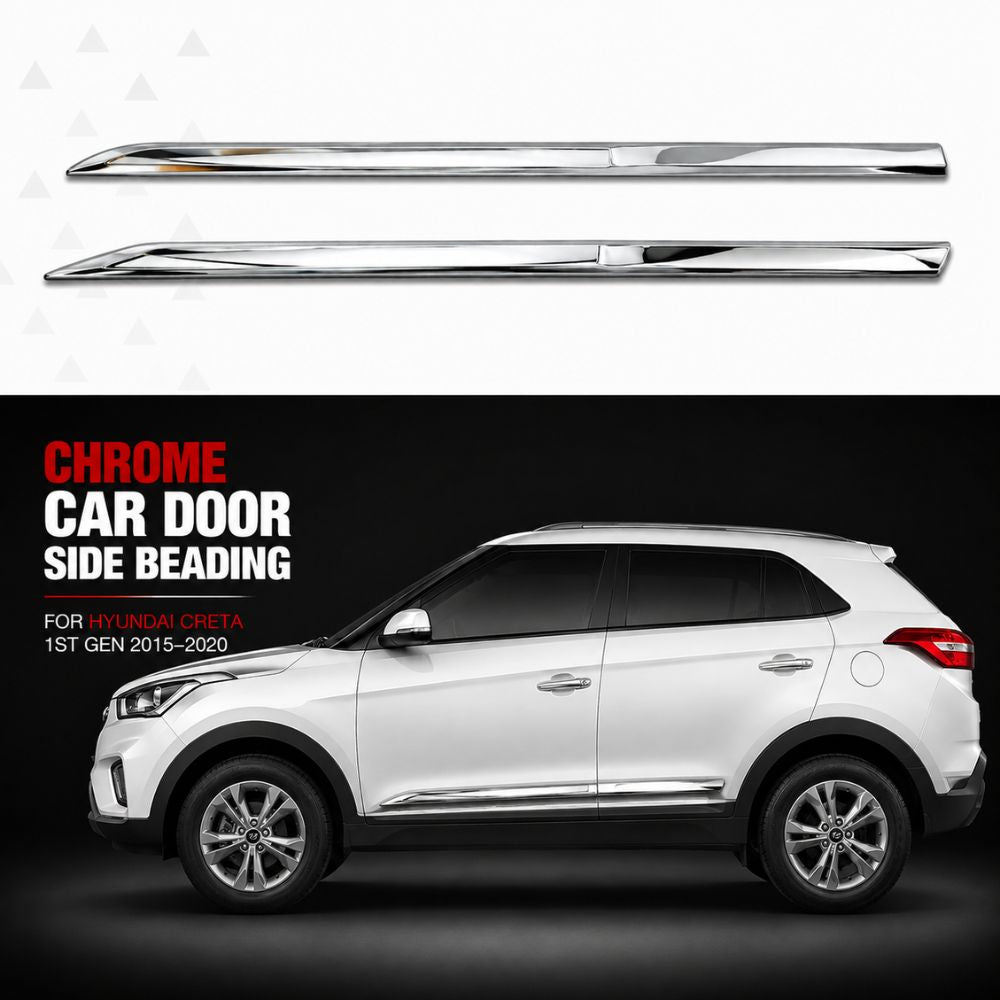 Imported Chrome Car Door Side Beading for Hyundai Creta 1st Gen 2015–2020 | Body Side Moulding | Set of 4
