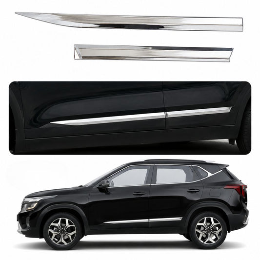 Imported Chrome Car Door Side Beading for Kia Seltos 1st Gen 2019 to 2025 | 2019–2023 & Facelift 2023–2025
