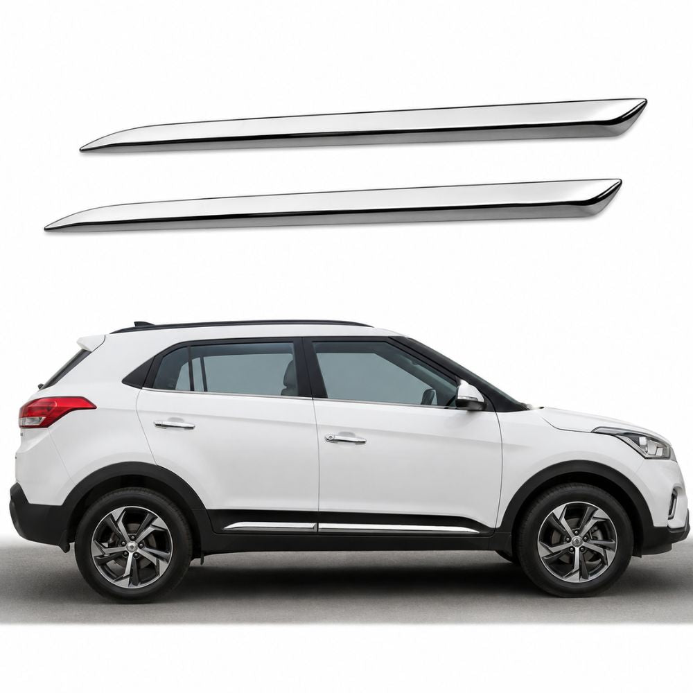 Imported Chrome Side Beading for Hyundai Creta Facelift 2018 to 2020 | Lower Side | Chrome
