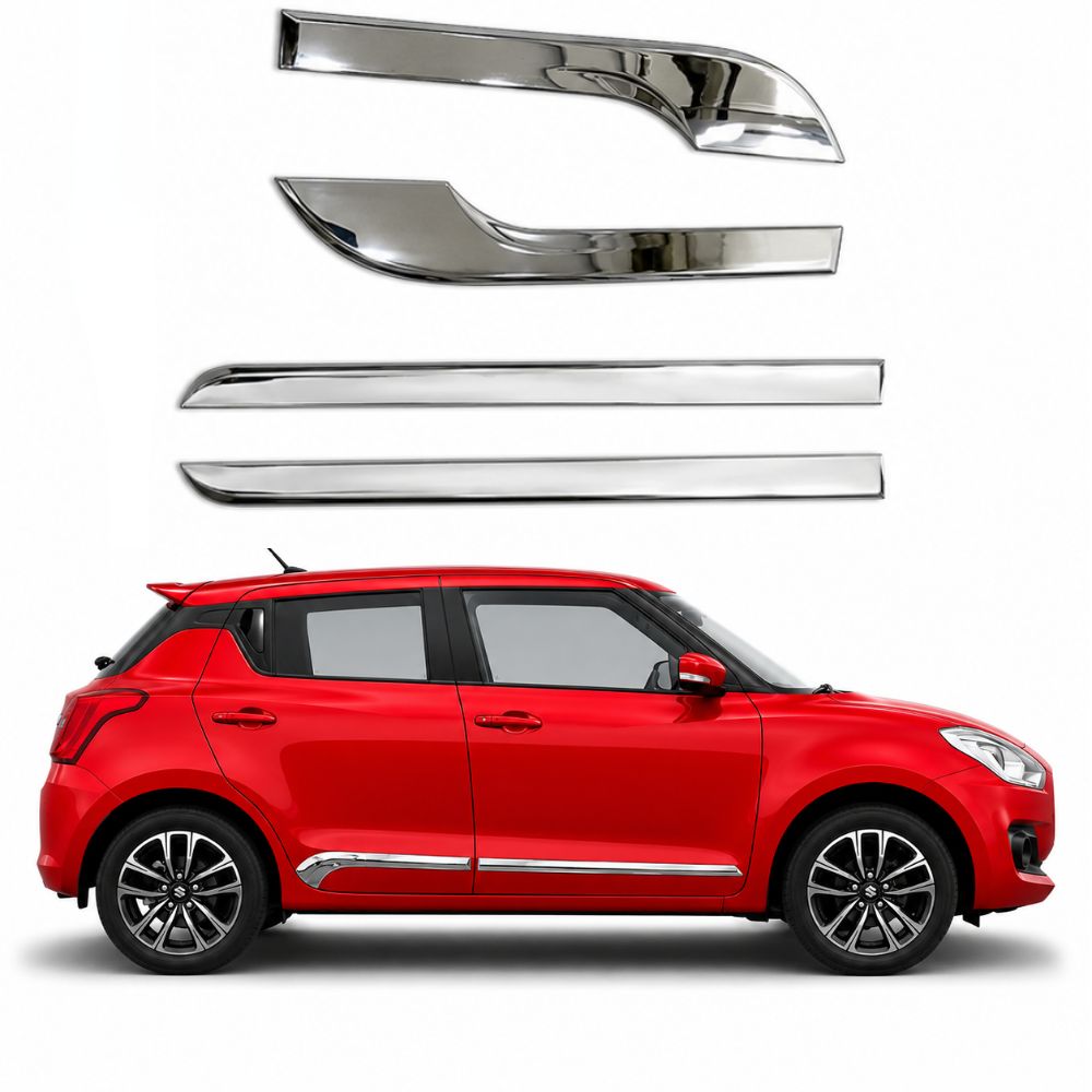 Imported Chrome Side Beading for Maruti Suzuki Swift 2018 to 2023 | Set of 4 | Chrome
