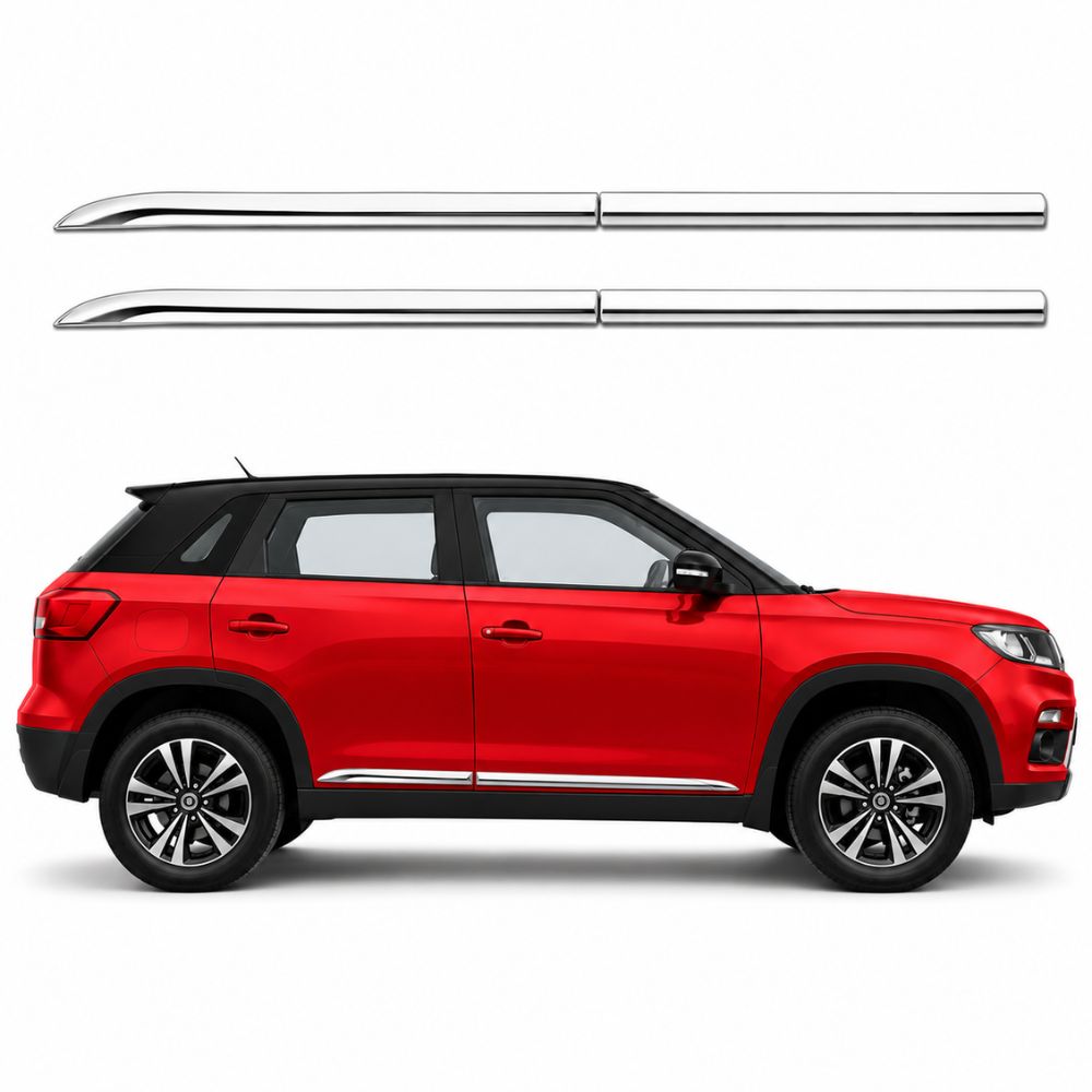 Imported Chrome Side Beading for Maruti Suzuki Vitara Brezza 2016 to 2022 | Lower Side | Chrome
